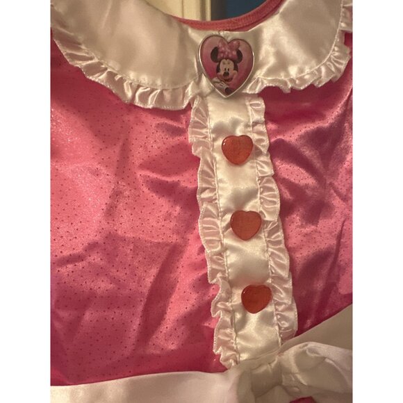 Disney Minnie Mouse Pink Polka Dot Dress 7/8 Girls Costume Satin Finish - Picture 2 of 4